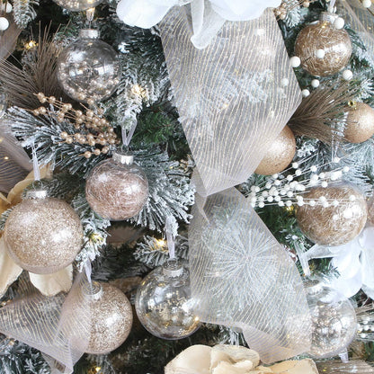 Sea Team 50mm/1.97" Shatterproof Clear Plastic Christmas Tree Ball Ornaments Set, Decorative Hanging Transparent Xmas Baubles with Stuffed Delicate Decorations (30 Counts, Champagne)