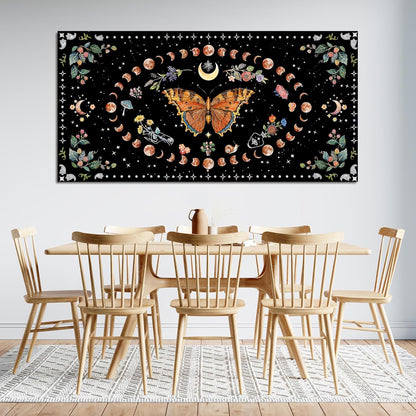 Large Canvas Wall Art Boho Wall art Decor Canvas Art Wall Decor Pictures for Living Room Vintage Butterfly Wall Art Decorations Moon Flower Artwork for Walls Bedroom Office Wall Decor 24" X 48"