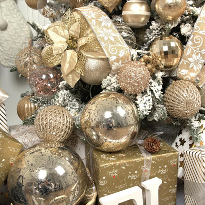 XmasExp Large Christmas Ball Ornaments,2pcs Champagne Giant Shatterproof Plastic Hanging Mercury Xmas Ball Decorations Christmas Tree Ornaments (Champagne Gold, 6")
