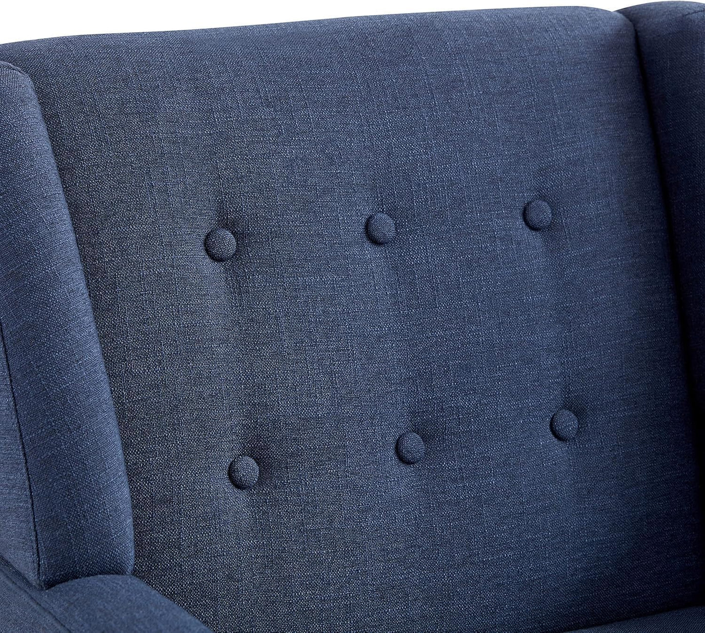HUIMO Accent Chairs Set of 4, Upholstered Button Tufted Armchair, Linen Fabric Sofa Chairs for Bedroom, Living Room, Mid Century Modern Comfy Reading Chair (4, Dark Blue)