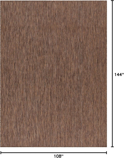 Washable Indoor Outdoor Rug 9x12 Weather Resistant Area Rugs Modern Solid for Porch Deck Balcony Backyard Patio Outside Carpet (9 X 12 Gold Brown)