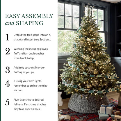 Balsam Hill 7.5 ft Unlit Classic Blue Spruce - Artificial Christmas Tree with 2,960+ Tips, Premium Stand, Storage Bag & Easy Assembly for Indoor Holiday Decorating