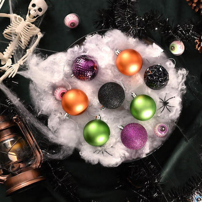 Valery Madelyn Christmas Tree Decorations Ornament Set for Fall Halloween, 50ct 2.36 Inches Orange Purple Black Shatterproof Christmas Ball Ornaments Hanging Xmas Holiday Party Decor