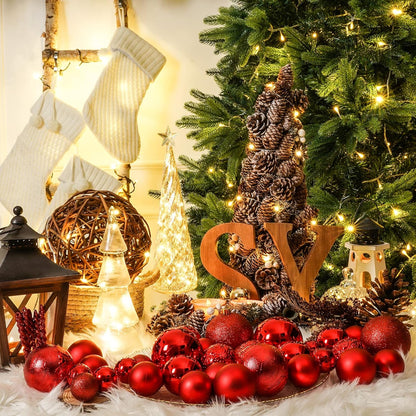 41PCS Christmas Ball Ornaments for Christmas Tree Decorations, Xmas Tree Red Shatterproof Ball Ornaments with Hanging Loop for Holiday and Party Decoration