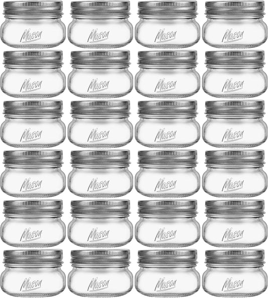 Mason Jars 4oz - 24Pack Glass Jars with Leak Proof & Food Grade Canning Jars for Spices, Dry Food Storage & DIY Crafts, Perfect for Home Cooks, Meal Prep, and Crafting Enthusiasts