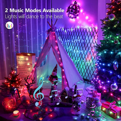BrizLabs Fairy String Lights - 2 Pack 66ft 200 LED Color Changing Christmas Fairy Lights with Remote, Plug-in Orange Halloween Twinkle Light Rainbow Firefly Starry Light for Xmas Halloween Bedroom