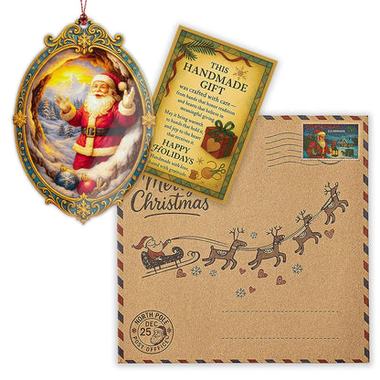 Santa Ornament – Christmas Decor | Santa Claus Ornament + Holiday Keepsake – Gift for Kids and Family – Christmas Ornament 2025 – Suncatcher Effect Stained Glass Window Hanging – Car Hanging