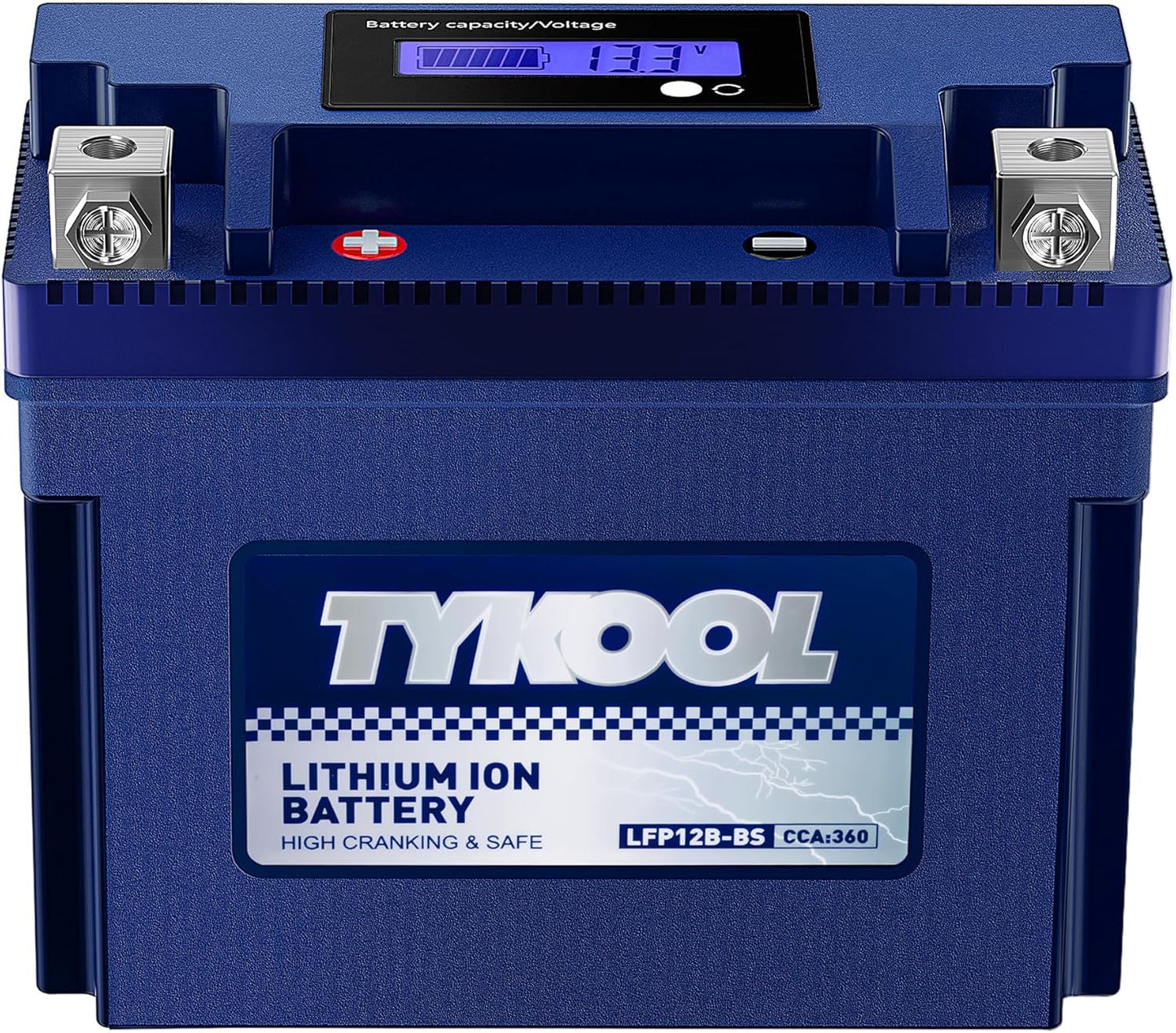 TYKOOL YT12B-BS, 3X Cranking Amps,Lithium LiFePO4 Motorcycle Battery, 12V 6Ah, 360CCA,Powersports Battery, Compatible for Ducati,Kawasaki 1000cc,Triumph 865cc,Yamaha 600cc,1000cc,Piaggio Vespa Scooter