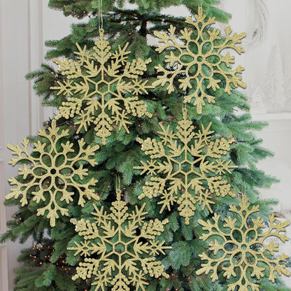 12pcs Large Christmas Snowflakes Decorations, 12" Big Plastic Glitter Gold Snowflake Ornaments for Winter Indoor Outdoor Christmas Tree Holiday Window Room Decor Craft Snowflakes