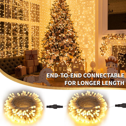 Brizled LED String Lights, 66ft 200 LED Christmas Lights, 8 Modes Soft White String Lights, Indoor Berry String Lights, Christmas Lights with Timer, Xmas Tree Lights for Wedding Party Room, Clear Wire
