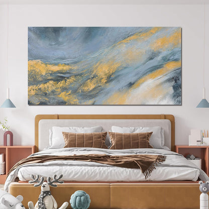 TAIJXAGSG Abstract Wall Art Decor Modern Blue Wall Art Prints Canvas Wall Art Pictures for Living Room Abstract Canvas Art Wall Decor Gold Artwork for Walls Kitchen Bedroom Office Decor 20" X 40"