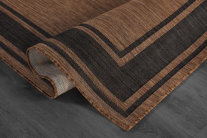 Beverly Rug Outdoor Rug 8x10 Modern Bordered Area Rugs for Indoor and Outdoor Patio Deck Porch Garden Waterproof Weather Sun Resistant Washable Outside Carpet (8 x 10 Gold)