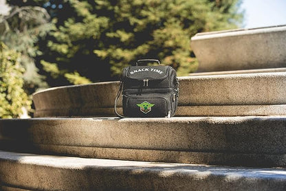 PICNIC TIME Star Wars Mandalorian Grogu Pranzo Insulated Lunch Box, Soft Sided Lunch Cooler Bag with Utensil Set, Dual Compartment Lunch Tote, (Black)
