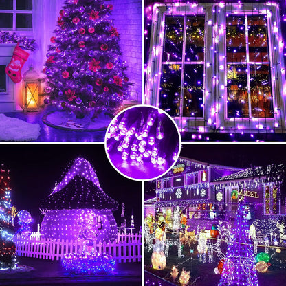 AmyHomie Purple Halloween Lights, 108Ft 300LED Halloween String Lights, 8 Modes Waterproof Fairy String Lights for Outdoor & Indoor Home Patio Garden Party Wedding Decor
