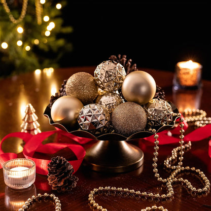 Valery Madelyn Christmas Tree Decorations Ornament Set for Fall Halloween, 50ct 2.36 Inches Light Gold Shatterproof Christmas Ball Ornaments Hanging Xmas Holiday Party Decor
