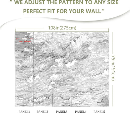 Black and White Cloud Wallpaper Wall Mural for Bedroom Living Room(Not Peel n' Stick)