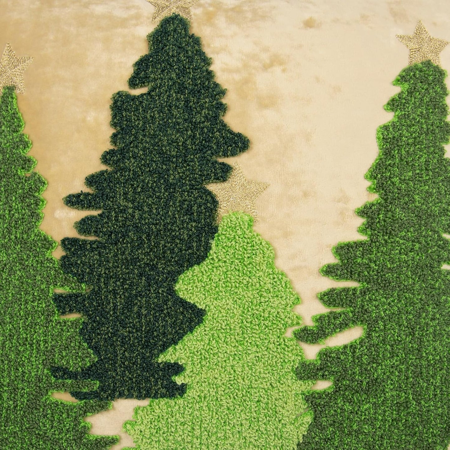 Christmas Tree Pillow Covers 18x18, Embroidered Throw Pillow Covers Decorations Holiday Pillows for Home Couch Sofa Bed Living Room,Gold Crushed Velvet Cushion