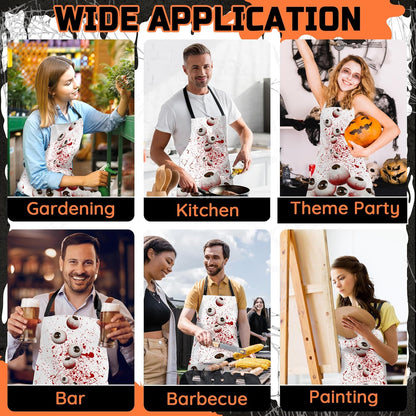 Happy Halloween Horror Apron Unisex, Adjustable Funny Kitchen Apron, Waterproof Scary Bloody Bib Aprons for Cosplay Party