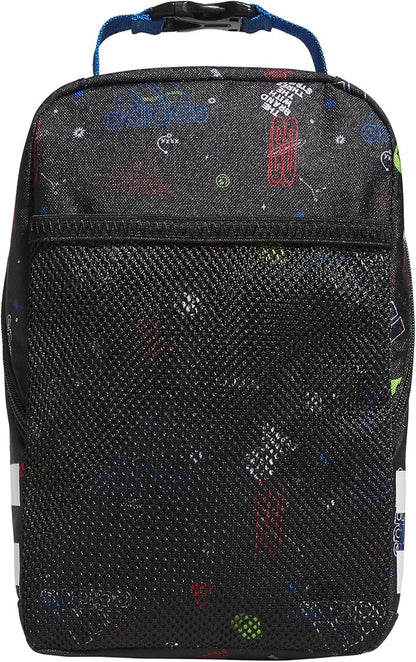 adidas Unisex Santiago Lunch Bag, Insulated School Food Container Box Discontinued, Icon Brand Love Black/Bright Royal Blue/2.0, One Size