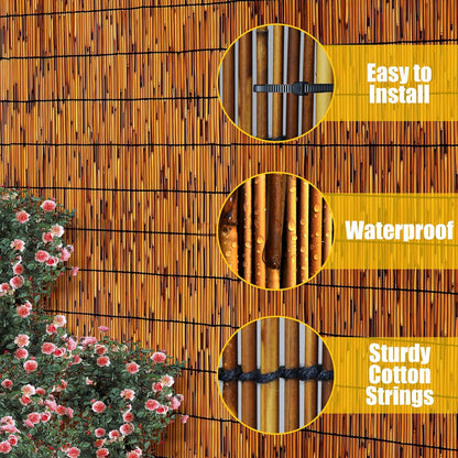 Natural Reed Fencing 6FT X 13FT Reed Fence 6FT High Balcony Reed Fence Privacy Reed Screen for Outdoor Backyard Patio(Brown)
