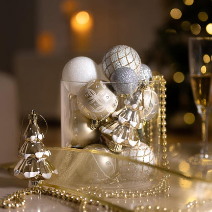 Valery Madelyn Christmas Ball Ornaments, 100ct White and Gold Shatterproof Christmas Tree Decorations Set, Elegant Hanging Ornaments for Xmas Trees Bulk Holiday Wedding Party Decor