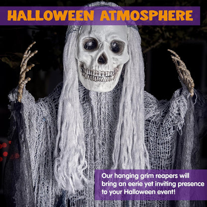 JOYIN 3 Pack Hanging Halloween Skeleton Ghosts Decorations Outdoor, Grim Reapers for Best Halloween Outdoor Decorations, Haunted Haunted House Prop, Party Supplies