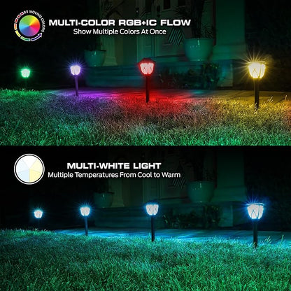 Monster Smart RGB+IC+WW Pathway Lights with 4 Dimmable LED Lights - Sound Reactive Garden Light, Weatherproof IP44 Outdoor Lighting - Compatible with Alexa, Google Assistant, Siri, Monster App