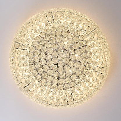18-Light 32 inch Large Crystal Chandelier Flush Mount Ceiling Light Fixture for Living Room Dining Room Bedroom Foyer Entryway Chrome Finish