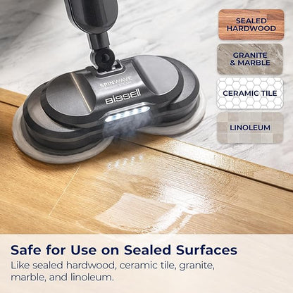 BISSELL Spinwave SmartSteam All-in-One Scrubbing and Sanitizing Electric Hard Floor Steam Mop w/LED Headlights & Swivel Steering 3897A