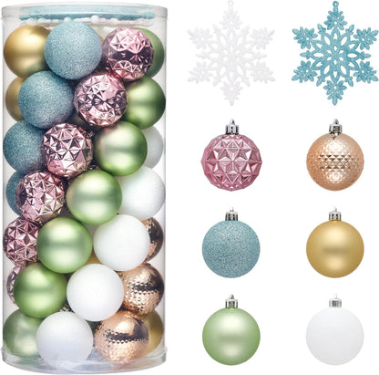 Valery Madelyn Christmas Tree Decorations Ornament Set for Fall Halloween, 50ct 2.36 Inches Pastel Colorful Shatterproof Christmas Ball Ornaments Hanging Xmas Holiday Party Decor