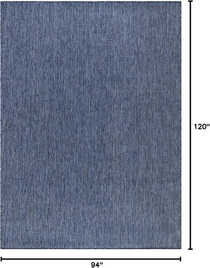 Washable Indoor Outdoor Rug 8x10 Weather Resistant Area Rugs Modern Solid for Porch Deck Balcony Backyard Patio Outside Carpet (8 X 10 Azure Blue)