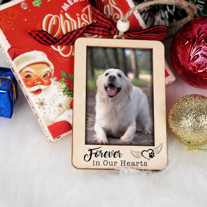 Christmas Photo Frame Ornament, 2025 Ornament, Wooden Picture Frame Ornaments With Hanging String (Pet)