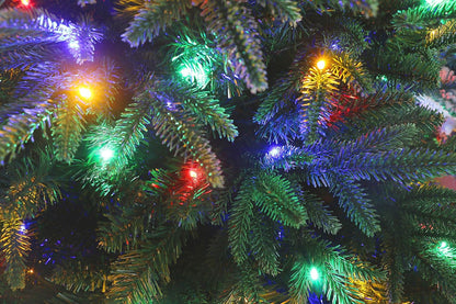 Luxury Real Feel Forest Fir Slim Christmas Tree Pre-lit with Dual Color LEDs Warm White/Multi-Color (6ft)