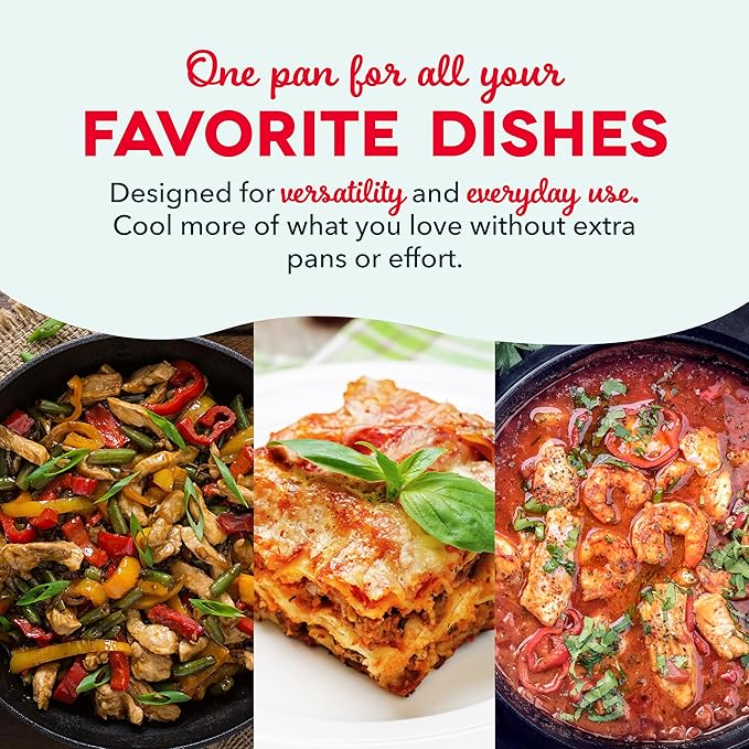 Dash Family Size Skillet - Electric Skillet for Multi-Purpose Cooking - Nonstick Cooking Surface - Tempered Glass Lid & Cool-Touch Handles - 6-Quart Capacity, Makes 24 Cups - 14", Black