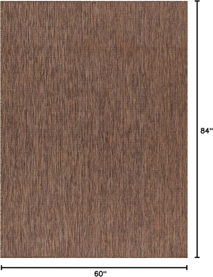 Washable Indoor Outdoor Rug Weather Resistant Carpet Modern Solid for Porch Deck Balcony Backyard Patio Rug 5x7 Gold Brown