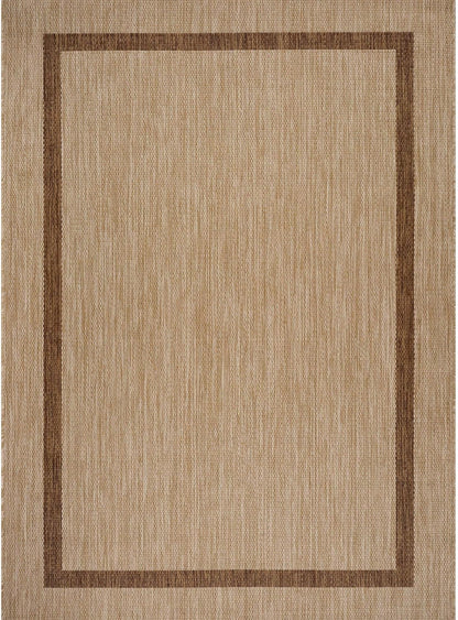 Bordered Outdoor Rug 6x9 Washable Outside Carpet for Indoor Patio Porch Waterproof Easy Cleaning Non Shedding Area Rugs Jute Beige - Nut Brown 6 x 9