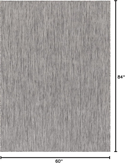 Washable Indoor Outdoor Rug 5x7 Weather Resistant Area Rugs Modern Solid for Porch Deck Balcony Backyard Patio Outside Carpet (5 X 7 Silver Grey)