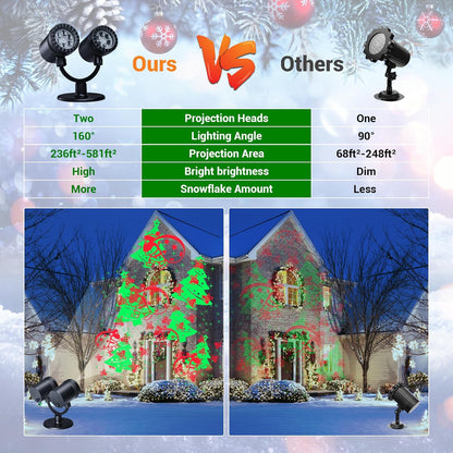 Christmas Lights Projector, Christmas Decorations Lighting Projector, with Timer Dynamic Led Xmas Tree Santa Claus Jingle Bells Lights, for New Year Party Garden Wall Outdoor Indoor Holiday Decor