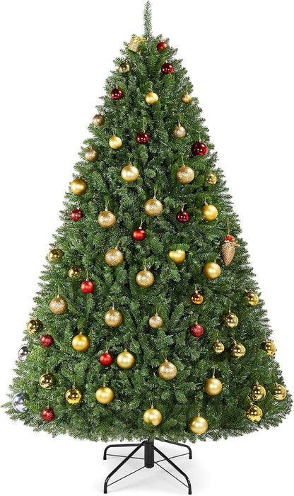 Yaheetech 6ft Premium Unlit Douglas Full Fir Christmas Tree with Foldable Stand Etra Thick Xmas Tree for Home Party Holiday Decoration with 1614 Branch Tips