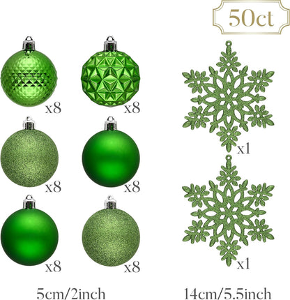 Valery Madelyn Christmas Tree Decorations Ornament Set for Fall Halloween, 50ct 2 Inches Lime Green Shatterproof Christmas Ball Ornaments Hanging Xmas Holiday Party Decor