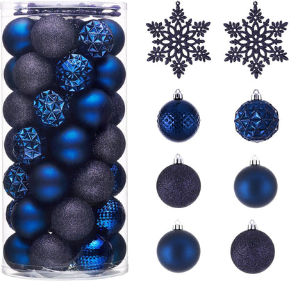 Valery Madelyn Christmas Tree Decorations Ornament Set for Fall Halloween, 50ct 2 Inches Navy Blue Shatterproof Christmas Ball Ornaments Hanging Xmas Holiday Party Decor