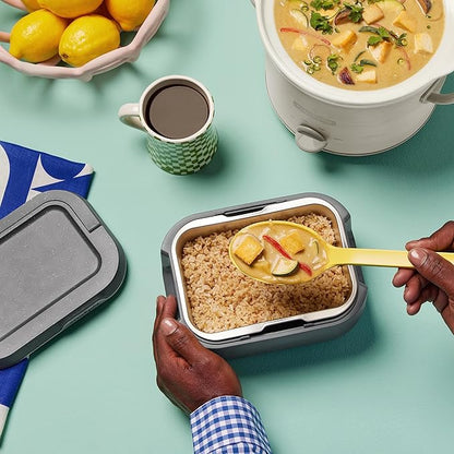 Crock-Pot 28-Ounce Mini Electric Heated Lunch Box, Portable Food Warmer, Perfect for Travel, Car, On-the-Go, Keeps Food Warm, Spill-Free, Dishwasher-Safe, Ideal Gift for Men & Women, Gray (Pack of 2)