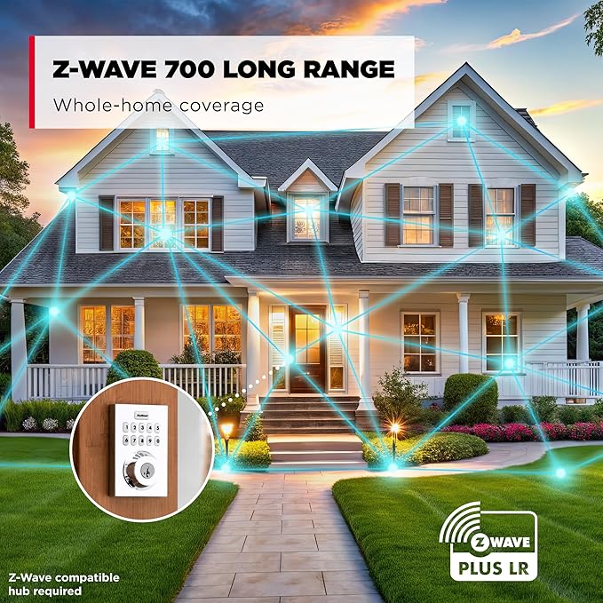 Kwikset HomeConnect 620 Z-Wave Long Range Enabled Keypad Smart Lock Convenient Keyless Entry, Customizable User Codes, Ring Alarm Compatible, Hub Required, Sold Separately Polished Chrome Contemporary