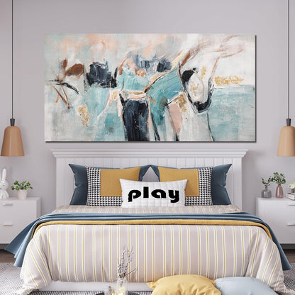 Canvas Wall Art Decor Pictures Blue And Gold Modern Abstract Wall Art Decor Paintings For Living Room Canvas Abstract Aesthetic Artwork For Walls Wall Art For Bedroom Office Wall Decorations 20" X 40"