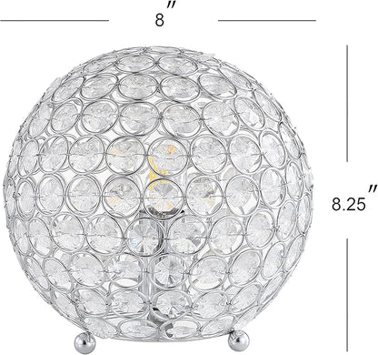 JONATHAN Y 8.25" Clear Acrylic and Chrome Globe LED Table Lamp, Modern Glam Textured Crystal Body for Nightstand, Bedroom, and Living Room, LED Bulb Included JYL1042A