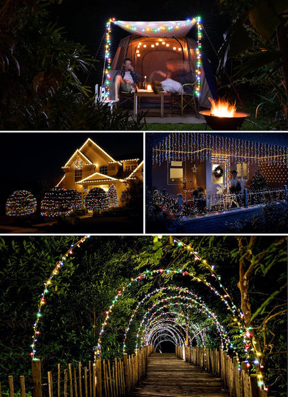Outdoor Fairy Lights Battery Operated, 2 Pack Firecracker Twinkle String Lights with Remote, 5 Feet 60 LEDs for DIY Wreath Wedding Party Bedroom Mason Jar Holiday Christmas, Multicolor