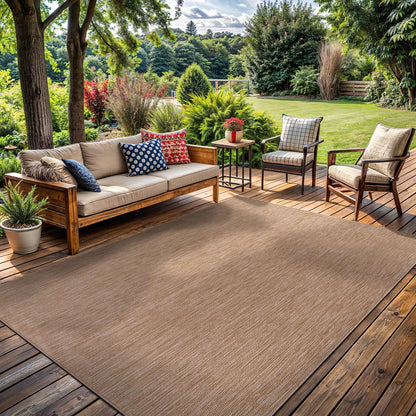 Washable Indoor Outdoor Rug 6x9 Weather Resistant Area Rugs Modern Solid Jute Rug for Porch Deck Balcony Backyard Patio Outside Carpet (6 X 9 Jute Beige)