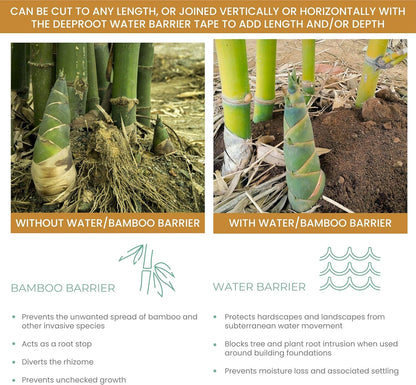 DeepRoot Water Barrier, Versatile Bamboo Barrier, Easy-to-Install Garden Barrier for Landscaping and Protection, Durable, Flexible, 30" x 100' Roll-60 mil Thickness, Black (WB 30/60-100)