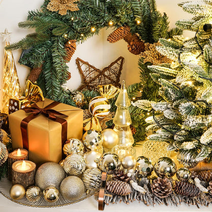 XmasExp Christmas Ball Ornaments (3.15", Champagne Gold) 16ct Christmas Ball Ornaments Shatterproof Xmas Tree Hanging Balls Decorations Perfect for Holiday Wedding Christmas Decor