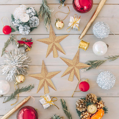 1PCS Xmas Tree Topper, 4" Star Christmas Tree Topper Glitter, Mini Bethlehem Star Xmas Shatterproof Tree Topper Decorations, Waterproof Christmas for Holiday Home Indoor & Outdoor Ornament